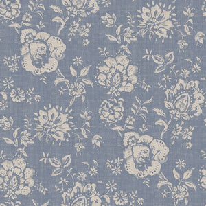 Elise Fabric - Natural On Vintage Country Blue