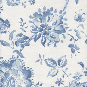 Elise Fabric - French Blue On White