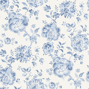 Elise Fabric - French Blue On White
