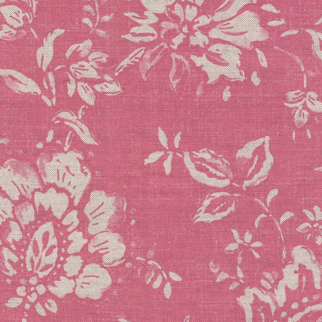 Eliza Raspberry Fabric Elise Fabric - Natural On Faded Raspberry - Meg Morton