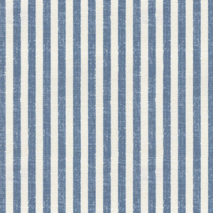 Lulworth Stripe Fabric - French Blue On White
