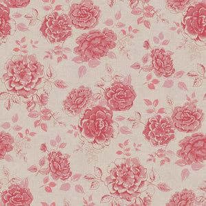 Maxine Fabric - Faded Red On Natural