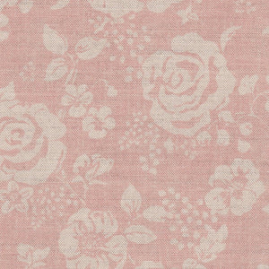 Rose Garden Fabric - Natural On Blush Pink
