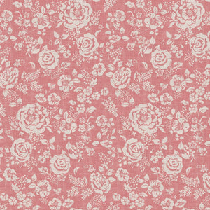 Rose Garden Fabric - Natural On Coral Rose