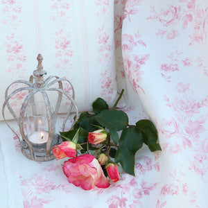 Adelaine Floral Linen Fabric - Cheverny Pink - Meg Morton