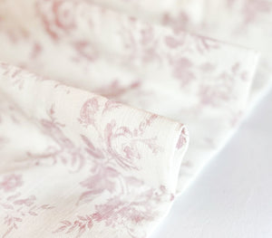 Adelaine Floral Linen Fabric - Monteaux Mauve - Meg Morton