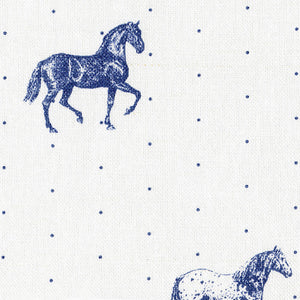 Country Horses Fabric - Blue Roan On White - Meg Morton