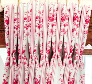 Brocante Stripe Linen Fabric - French Raspberry - Meg Morton