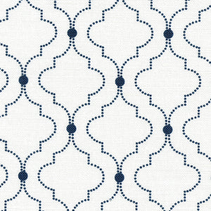 Chalbury Linen Fabric - Bute Blue On White