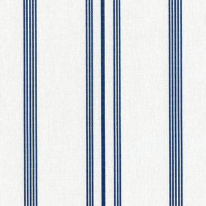 Devon Stripe Linen Fabric - Bute Blue on White