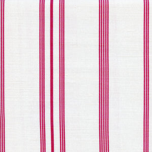 Devon Stripe Linen Fabric - Raspberry Red On White - Meg Morton