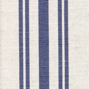 Dorset Striped Linen Fabric - Durlston Blue on Natural Pebble - Meg Morton