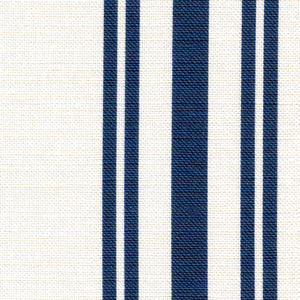 Dorset Striped Linen Fabric - Bute Blue On White
