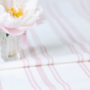 Dorset Striped Linen Fabric - Vintage Pink On White - Meg Morton
