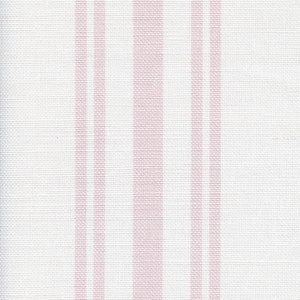 Dorset Striped Linen Fabric - Vintage Pink On White - Meg Morton