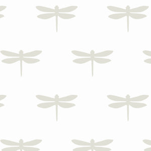Dragonfly Wallpaper - Millstone On White - Meg Morton