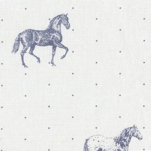 Country Horses Fabric - Dapple Grey On White - Meg Morton