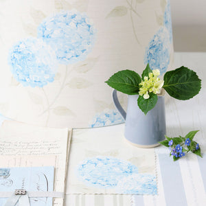 Hydrangea Linen Fabric - Paris Blue On Mist - Meg Morton