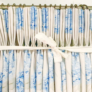 Hydrangea Linen Fabric - Paris Blue On Mist - Meg Morton