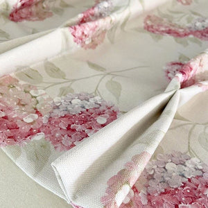 Hydrangea Linen Fabric - Pastel Pink On Mist - Meg Morton