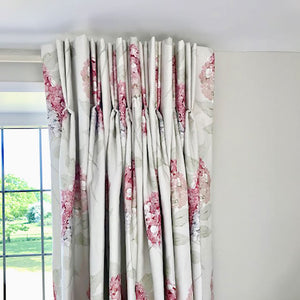 Large Hydrangea Linen Fabric - Pastel Pink On Mist - Meg Morton