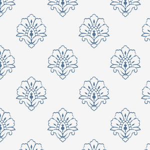 Jhansi Wallpaper - Indian Blue On White