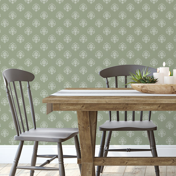 Jhansi Wallpaper- Woodland Sage - Meg Morton