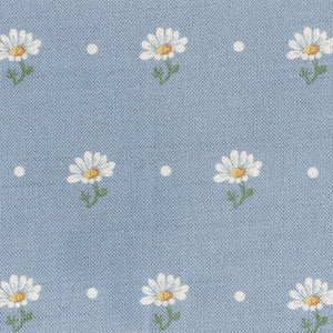 Meadow Daisy Linen Fabric - Deep Summer Sky - Meg Morton