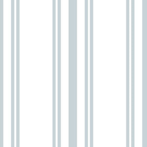 Dorset Striped Linen Fabric - Smoke Blue On White