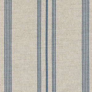 Devon Stripe Linen Fabric - Villandry Blue