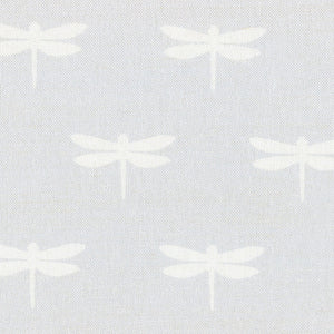 Dragonfly Linen-White On Pale Grey - Meg Morton